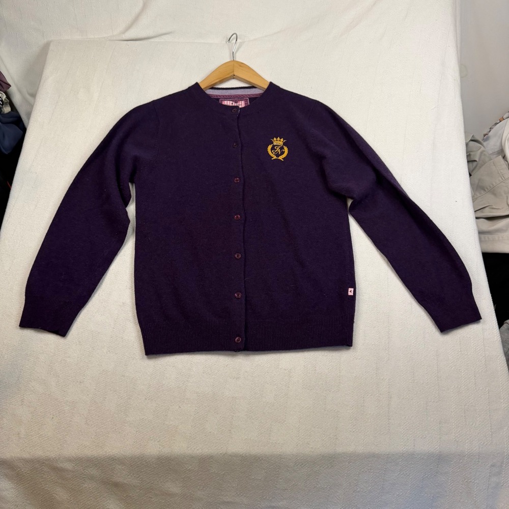 Jonas Nielsen Stockholm Purple 100% Lambswool Crest Cardigan Sweater 12-14Y